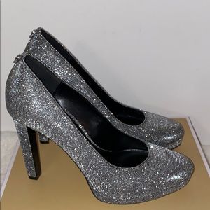 New Michael kors Ethel Pumps Glitter Chain Mesh 7M